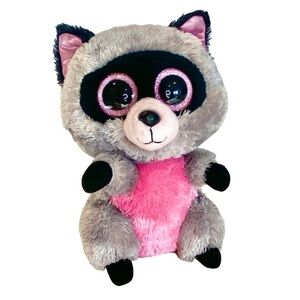 Ty Beanie Boo 8" Raccoon with Pink Sparkly Eyes "Rocco" Children Toy Collector